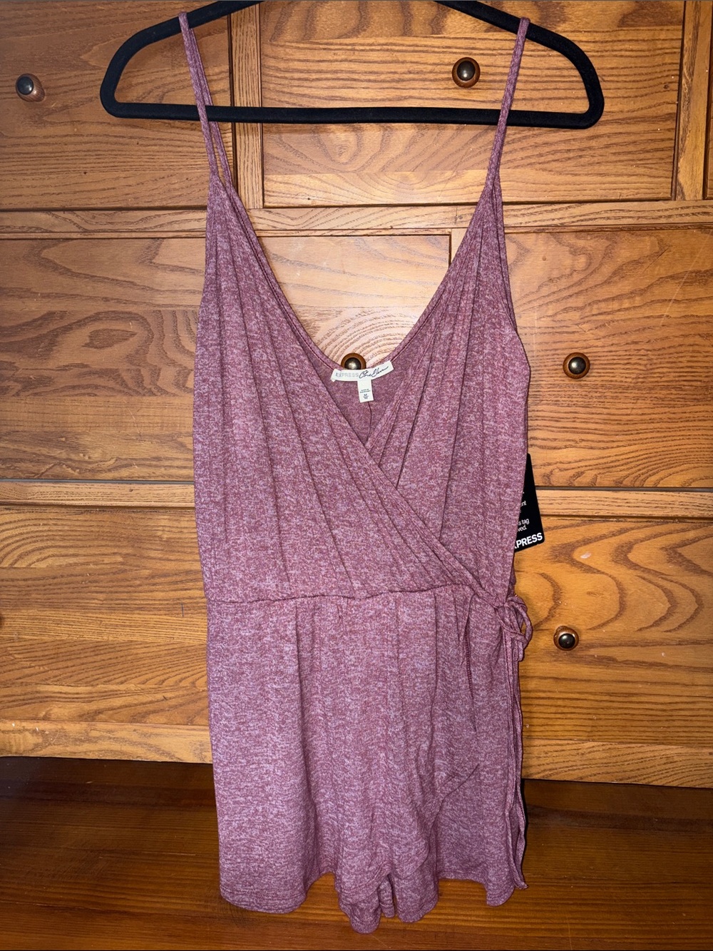 Heathered Mauve Wrap Romper with Spaghetti Straps